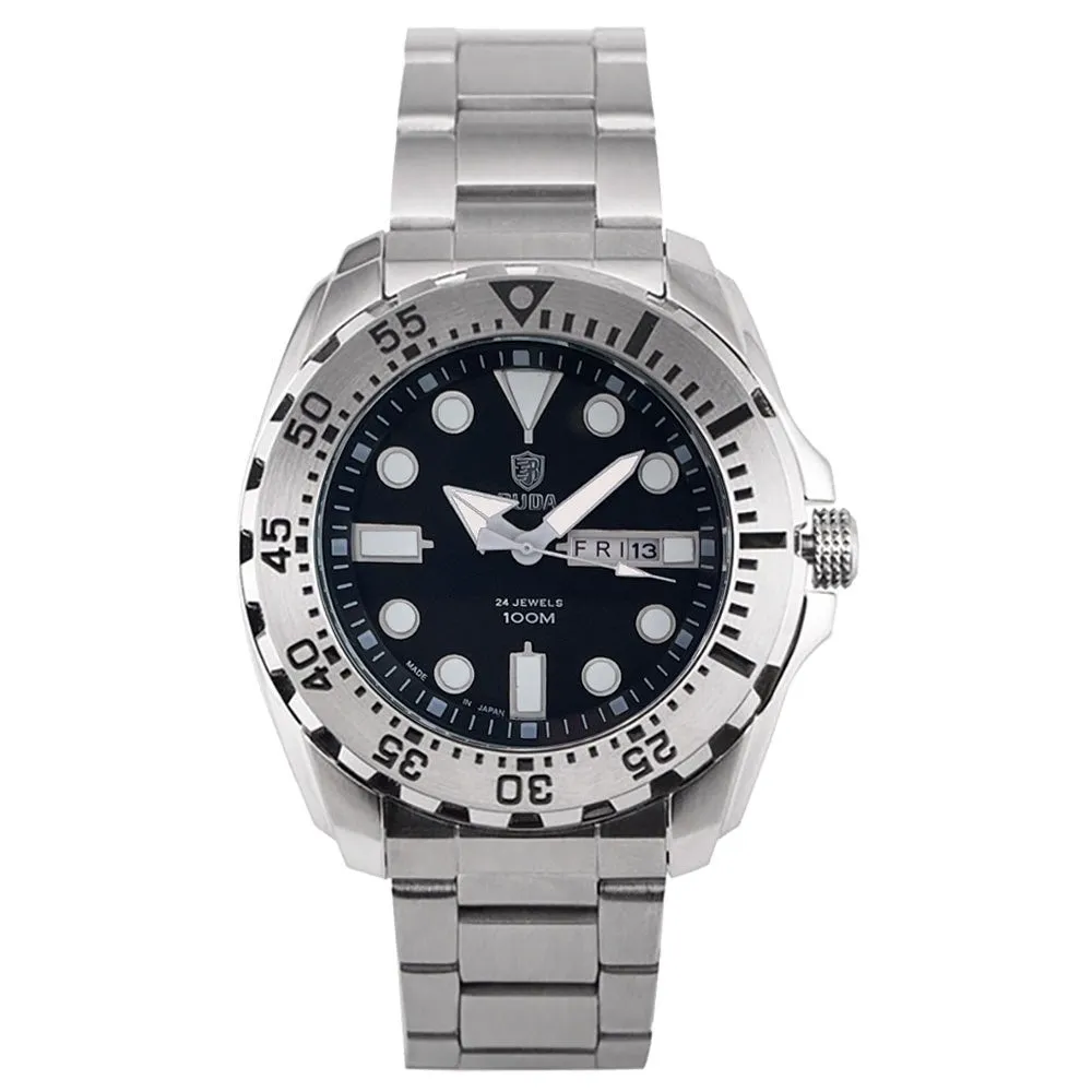 Men's waterproof quartz watch with luminous hands and sports-style case