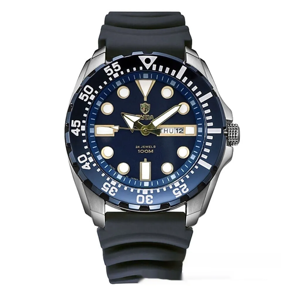 Men's waterproof quartz watch with luminous hands and sports-style case
