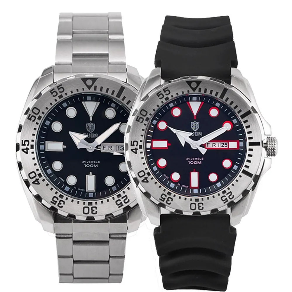 Men's waterproof quartz watch with luminous hands and sports-style case