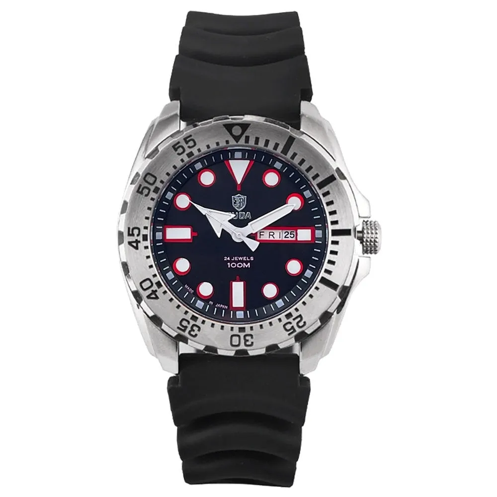Men's waterproof quartz watch with luminous hands and sports-style case