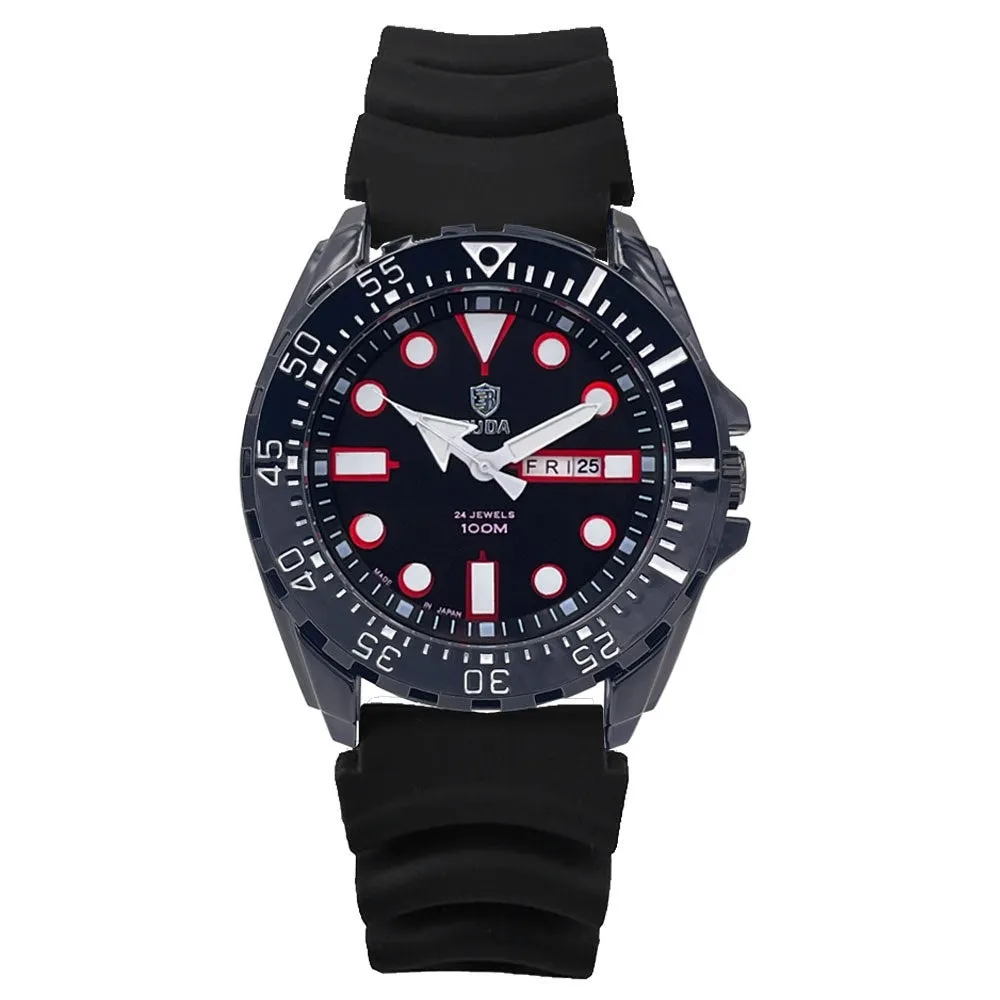 Men's waterproof quartz watch with luminous hands and sports-style case