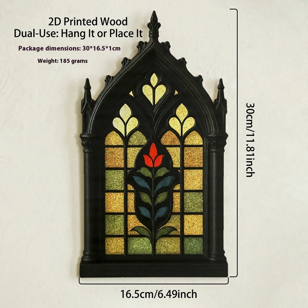 Black wooden Gothic style wall mounted storage rack decoration in three size options