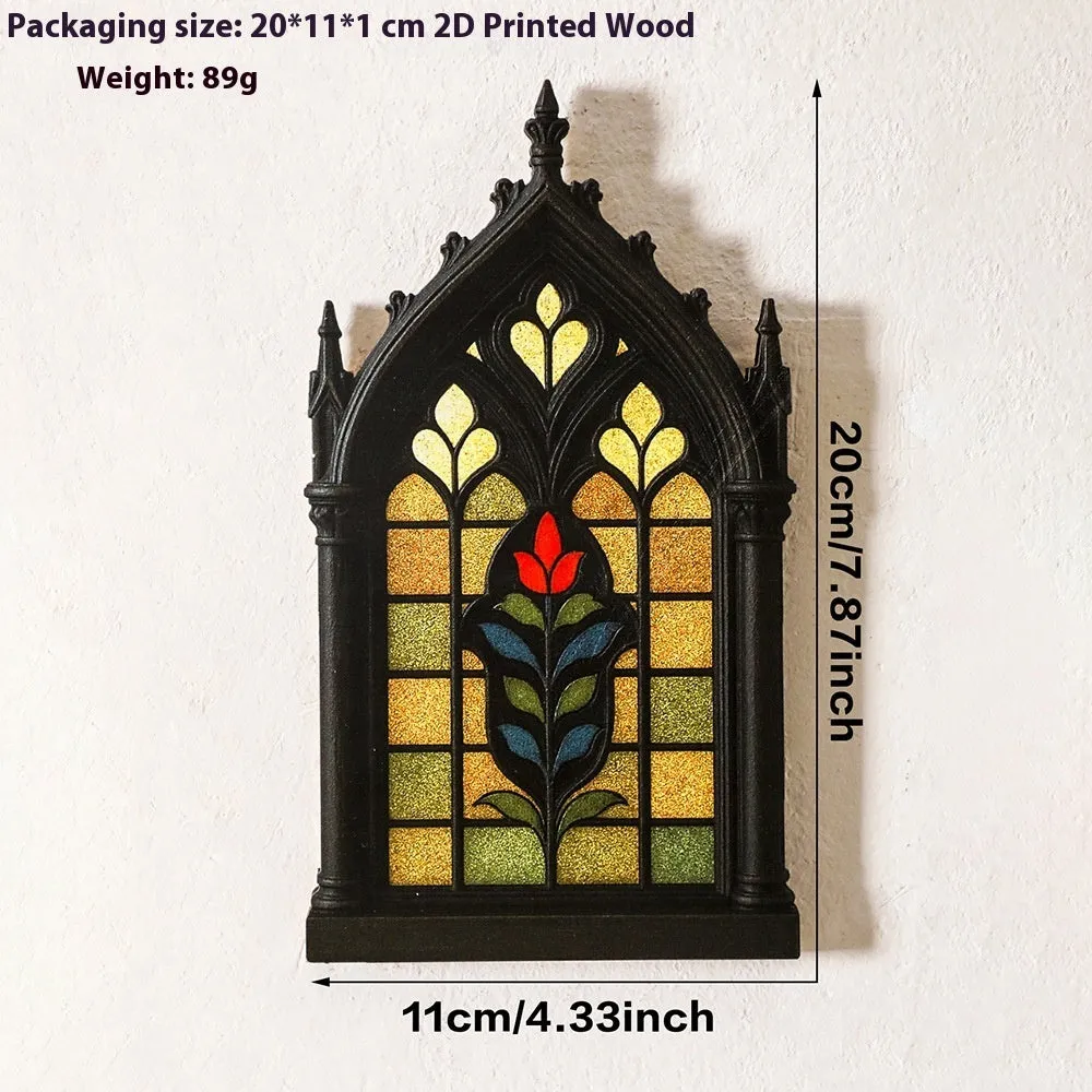 Black wooden Gothic style wall mounted storage rack decoration in three size options