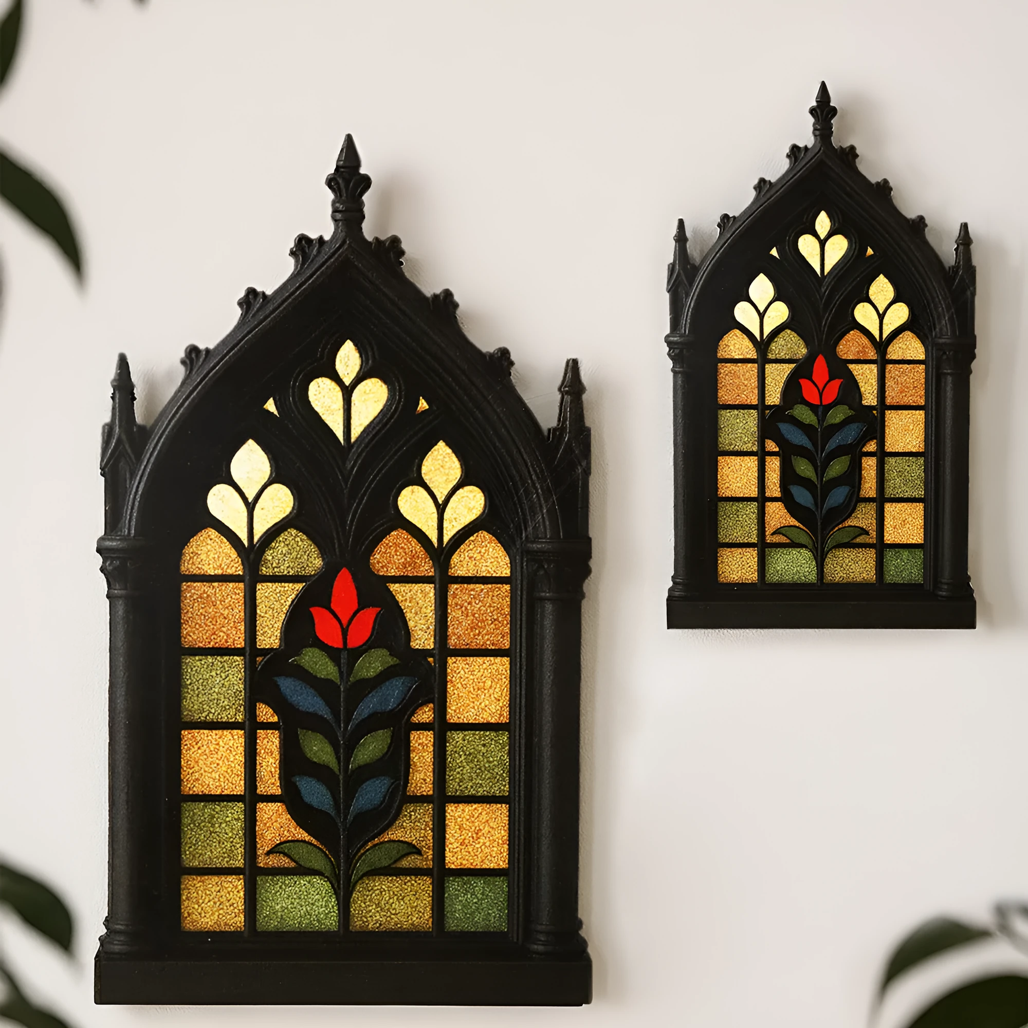 Black wooden Gothic style wall mounted storage rack decoration in three size options