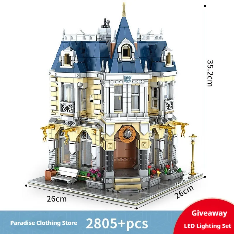 Park roller coaster assembled model building blocks toy made of small particle plastic blocks in a colourful display