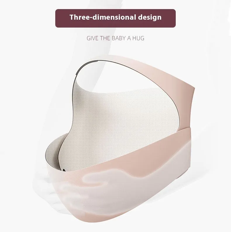 Thin prenatal abdominal belt in skin colour for mid-to-late pregnancy support, side view