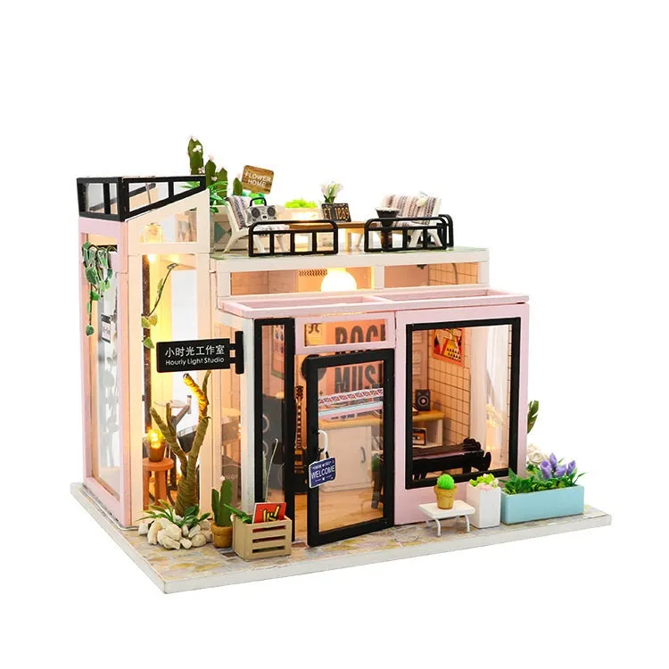 Small Time Studio handmade wooden toy cottage building model with flash function in M903 English version
