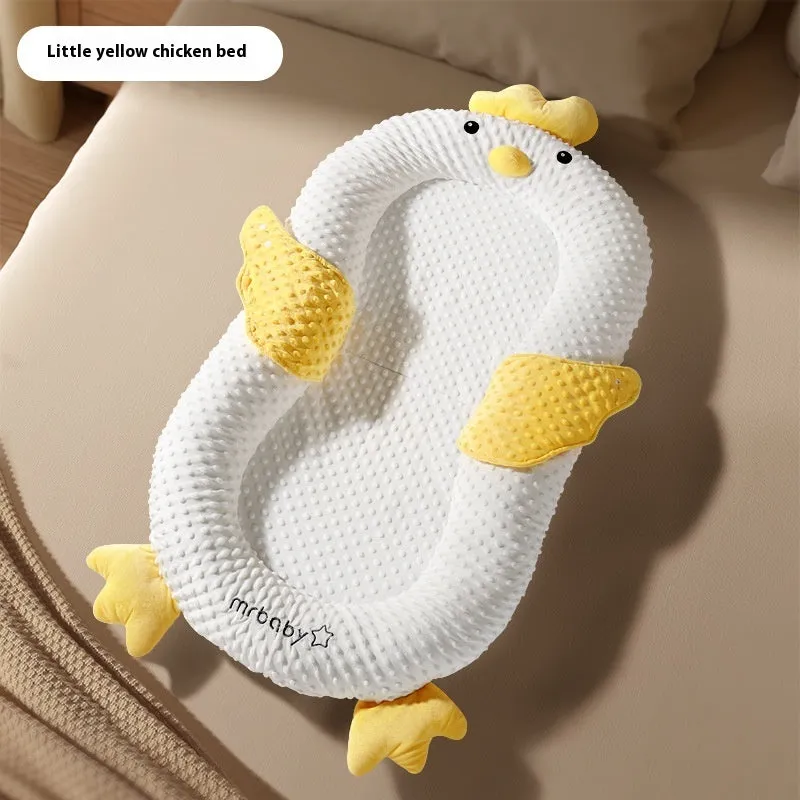 Foldable newborn baby sleeping slope mattress in Little Dragon design for reflux relief on soft fabric