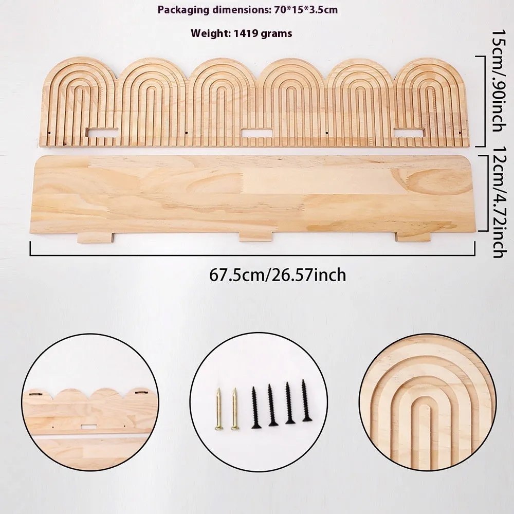 Solid wood wall-mounted flower pot storage rack with multiple layers for plant display