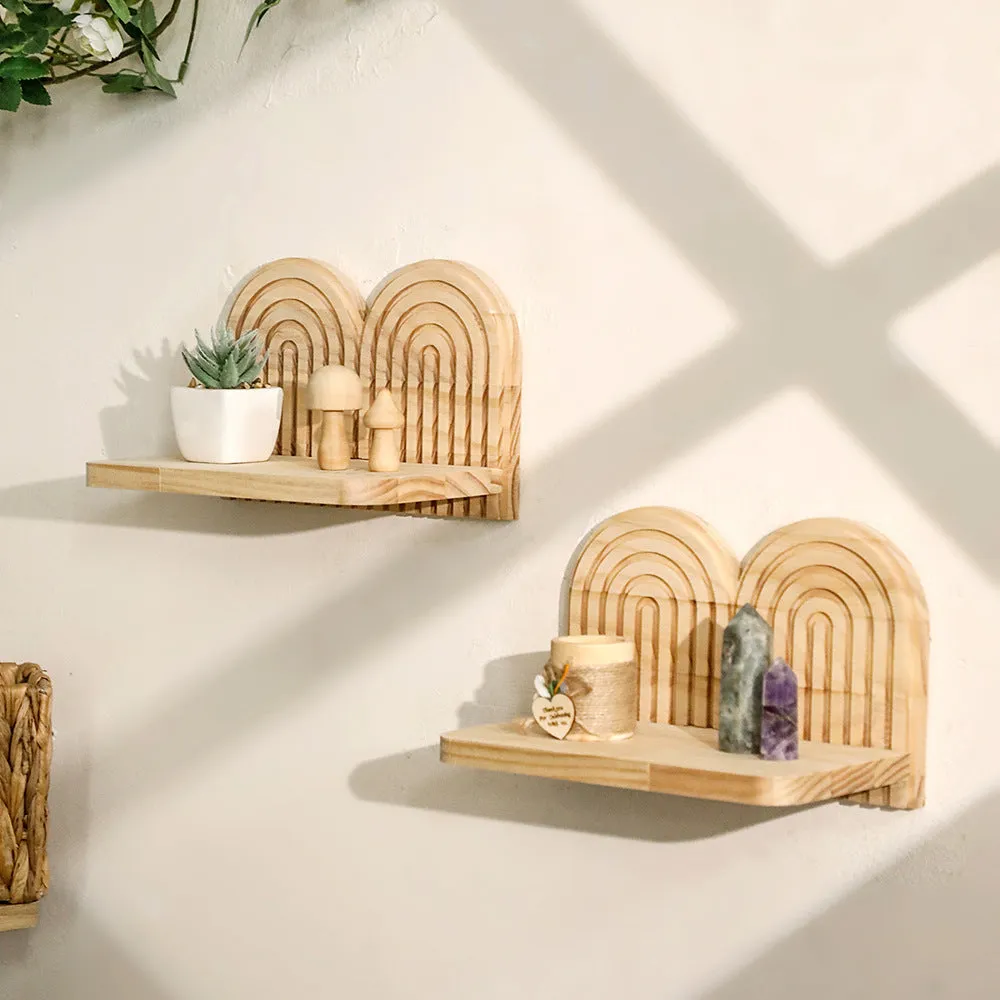 Solid wood wall-mounted flower pot storage rack with multiple layers for plant display