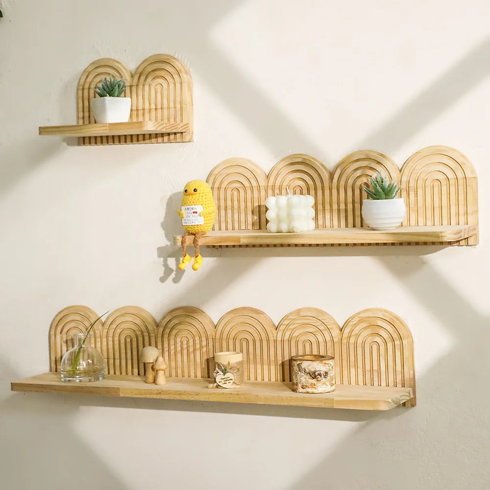 Solid wood wall-mounted flower pot storage rack with multiple layers for plant display