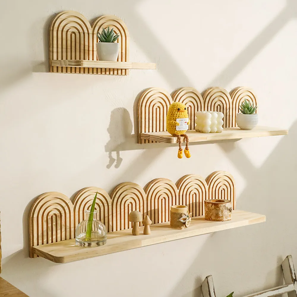 Solid wood wall-mounted flower pot storage rack with multiple layers for plant display
