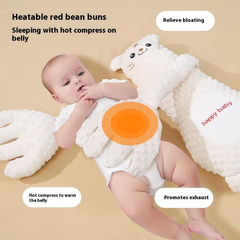 Infant exhaust pillow with remote controlled soothing hand in yellow giraffe design for baby sleep comfort