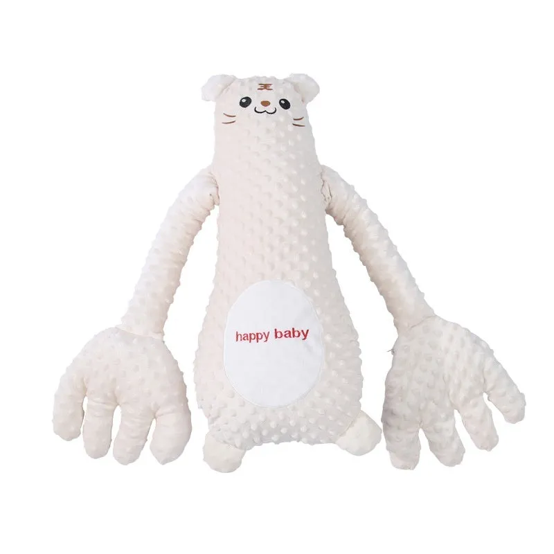 Infant exhaust pillow with remote controlled soothing hand in yellow giraffe design for baby sleep comfort