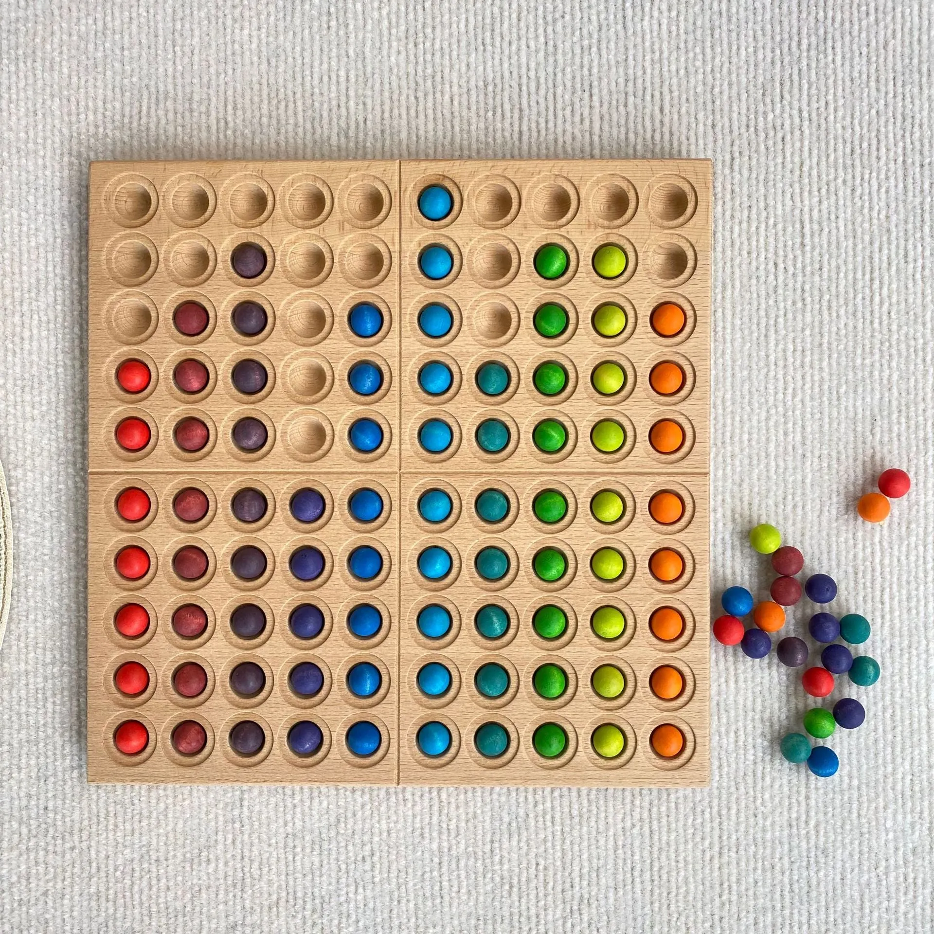 Montessori wooden hundred board with number tiles for children aged 3-6 years