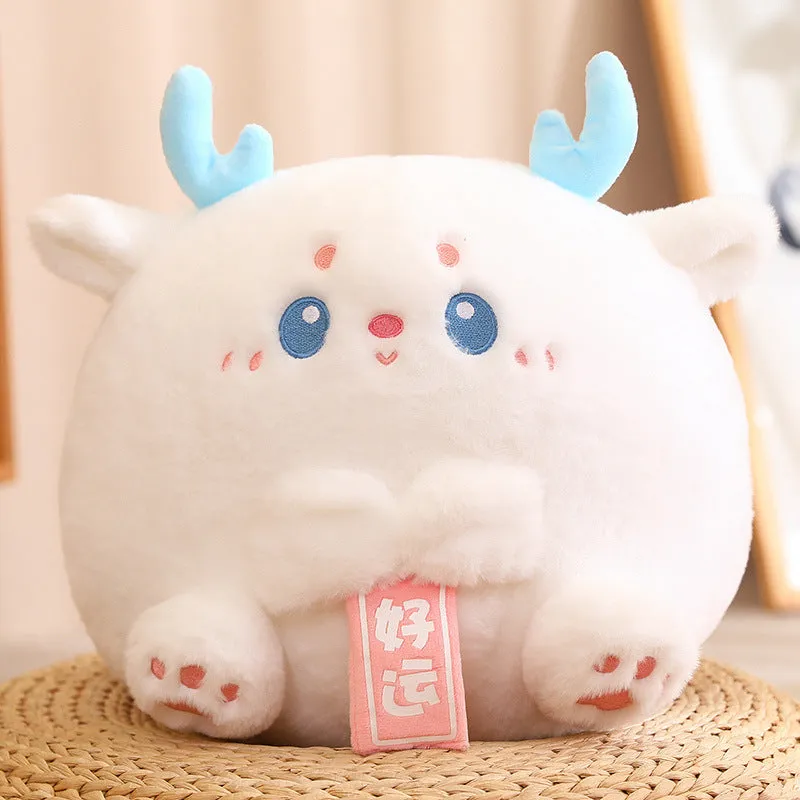 Cute dragon group plush doll toy in green with PP cotton filling, 28cm height, short plush fabric, white background