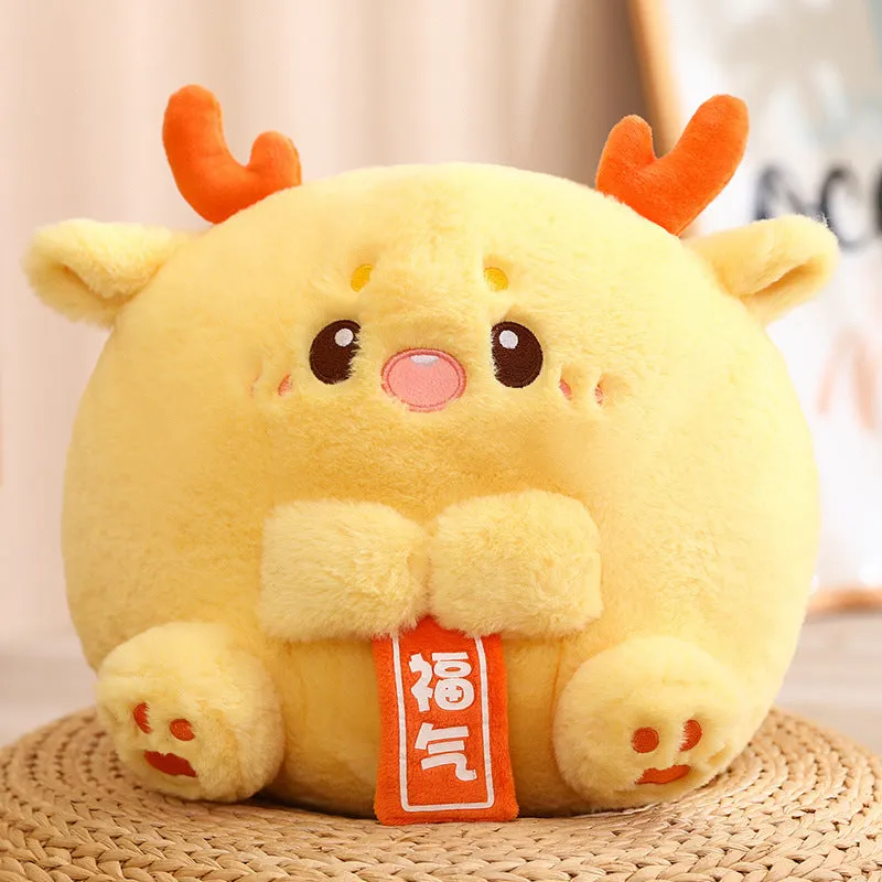 Cute dragon group plush doll toy in green with PP cotton filling, 28cm height, short plush fabric, white background