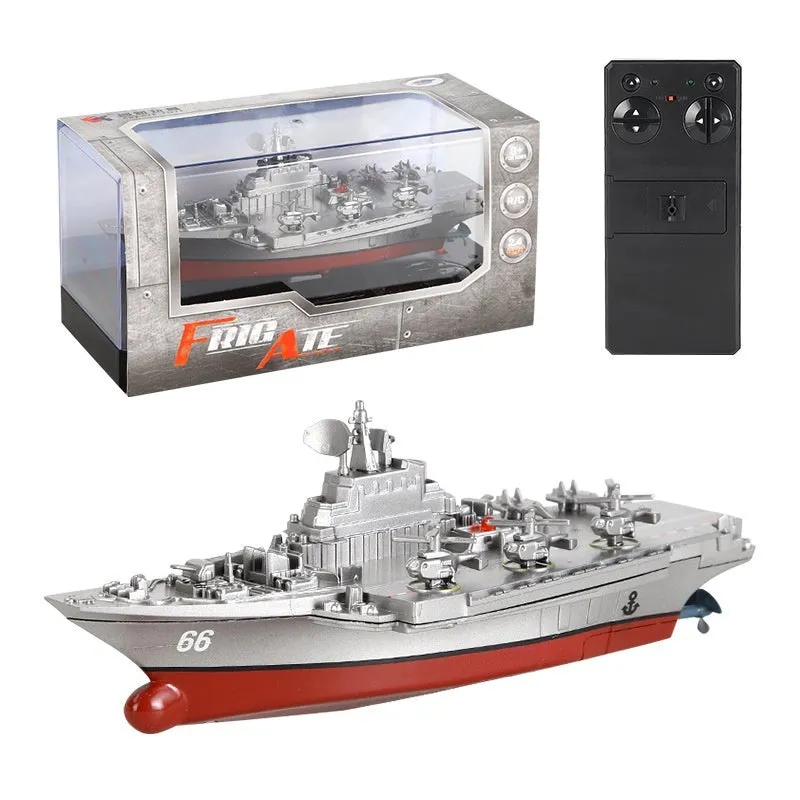 Remote control mini carrier frigate plastic toy in gray for infant hand-eye coordination development