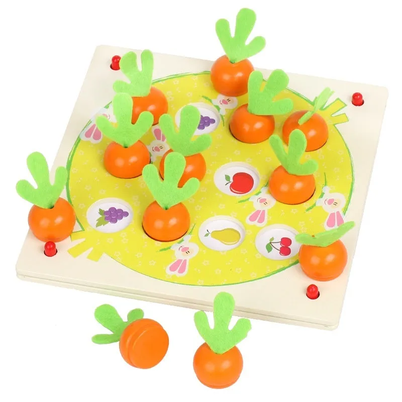 Children's wooden pattern memory chess board with colourful pieces for cognitive training