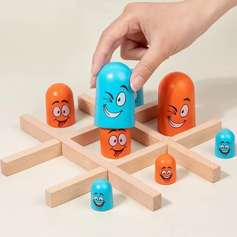 Children's wooden pattern memory chess board with colourful pieces for cognitive training