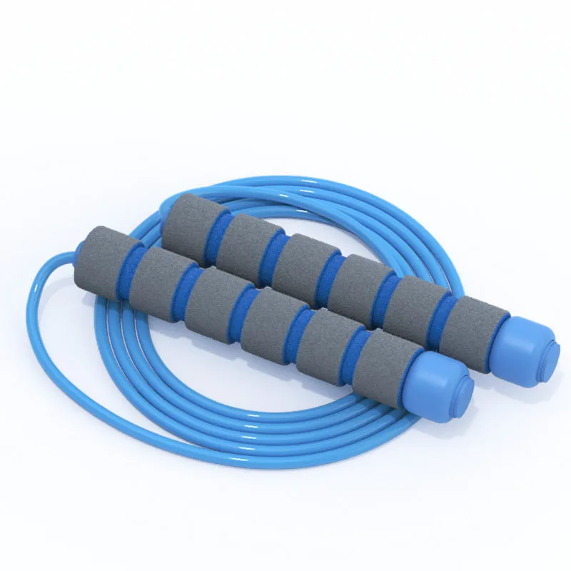 Children's PVC jumping rope in gray blue, 2.6m long, for primary school and kindergarten hand-eye coordination play.