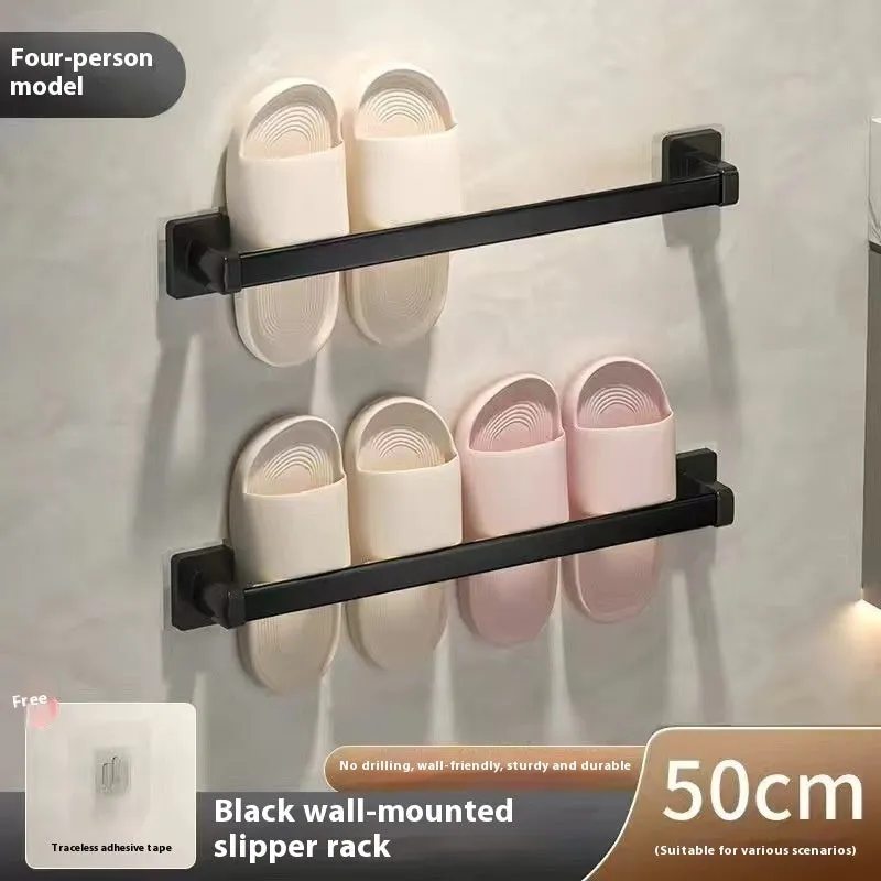 Nordic style carbon steel wall-mounted slipper rack with a seat in a white finish