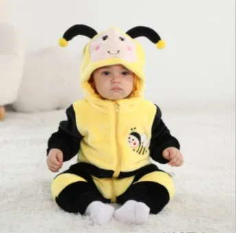 Children's acetate fibre long sleeve romper in DD6185 yellow on a white background
