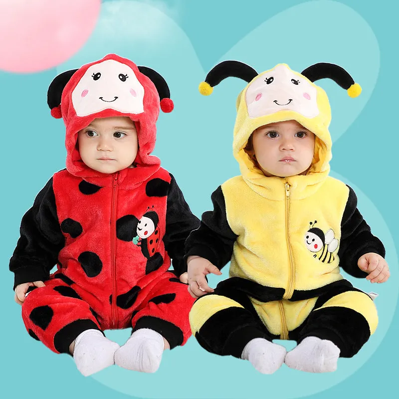 Children's acetate fibre long sleeve romper in DD6185 yellow on a white background