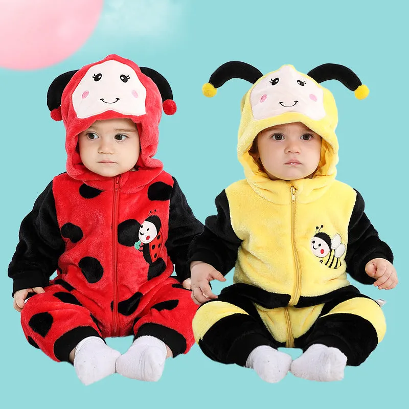 Children's acetate fibre long sleeve romper in DD6185 yellow on a white background