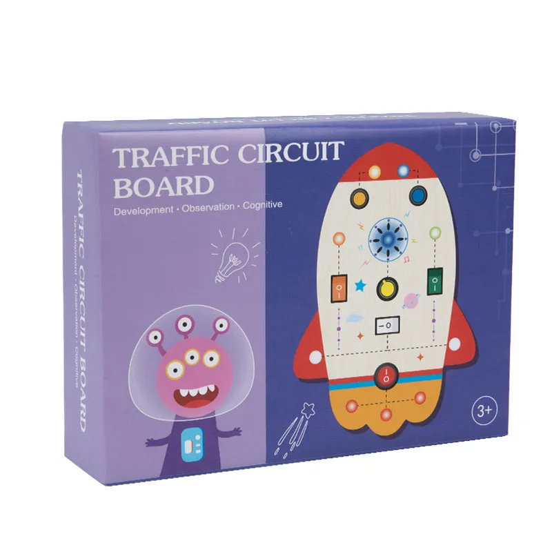 Wooden animal simulation circuit board educational toy for children 4-6 years, 21.5x18x5.5cm, showing Bear style front view in colour box packaging