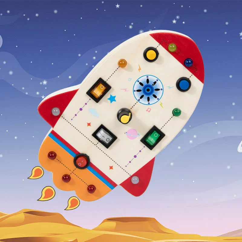 Wooden animal simulation circuit board educational toy for children 4-6 years, 21.5x18x5.5cm, showing Bear style front view in colour box packaging