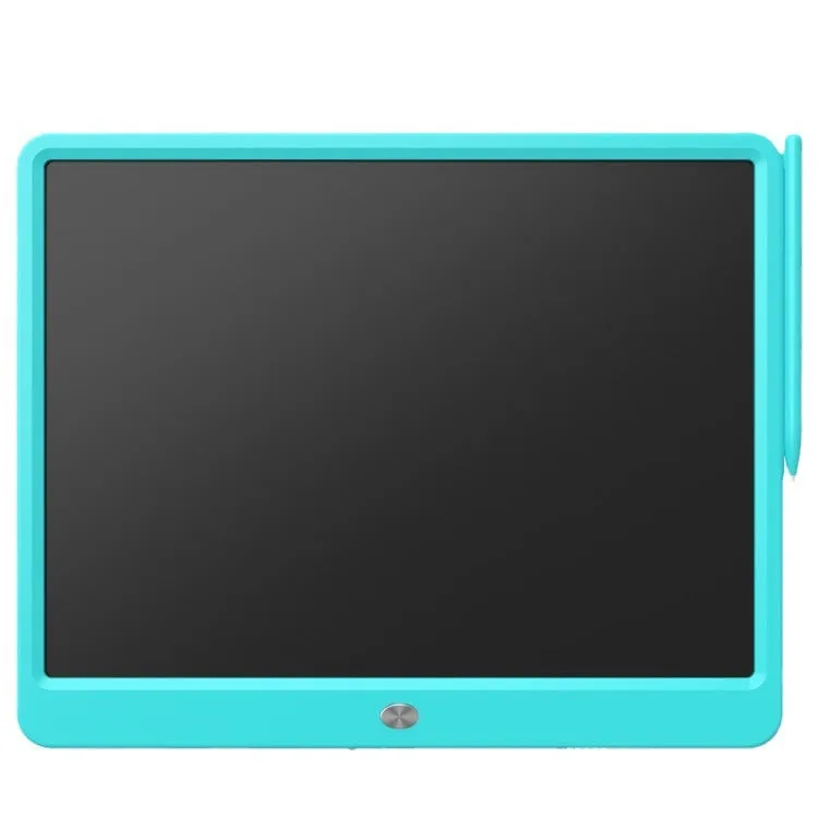 Children's 8.5 inch LCD handwriting board in blue with stylus, on a white background
