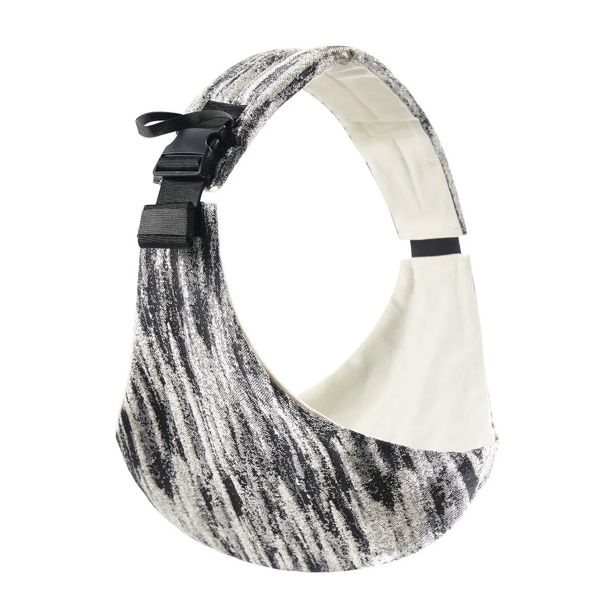 Front-carrying polyester baby sling carrier in pure black colour with adjustable straps for infant carrying up to 20kg