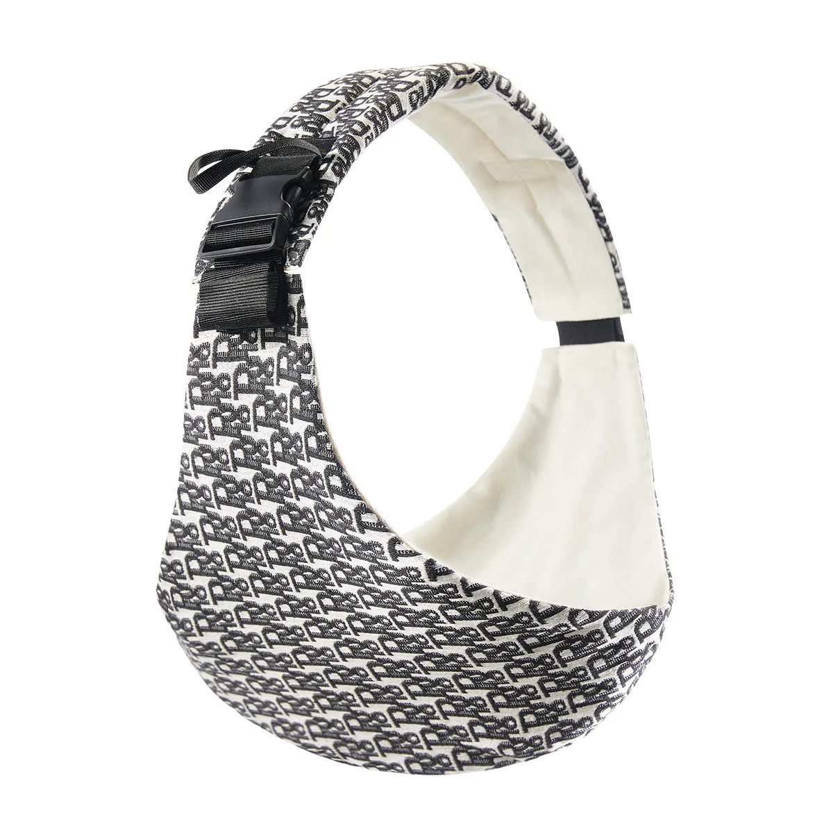 Front-carrying polyester baby sling carrier in pure black colour with adjustable straps for infant carrying up to 20kg