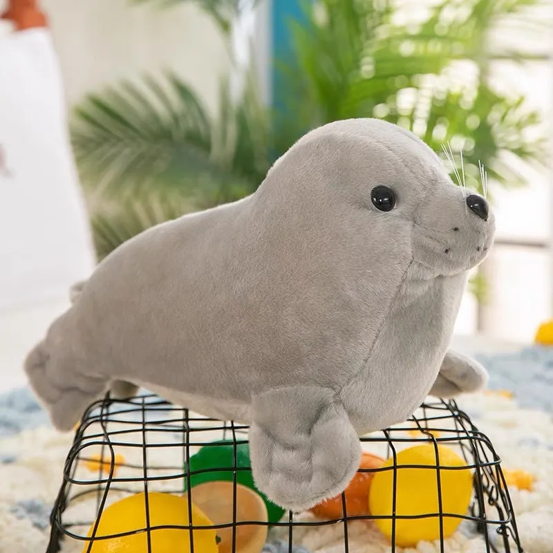 Polar Ocean Underwater World seal plush toy in grey, 25cm height, soft stuffed animal for youth