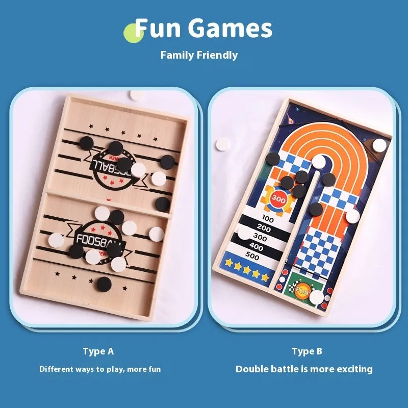 Wooden double battle catapult desktop board game with two players and catapult pieces