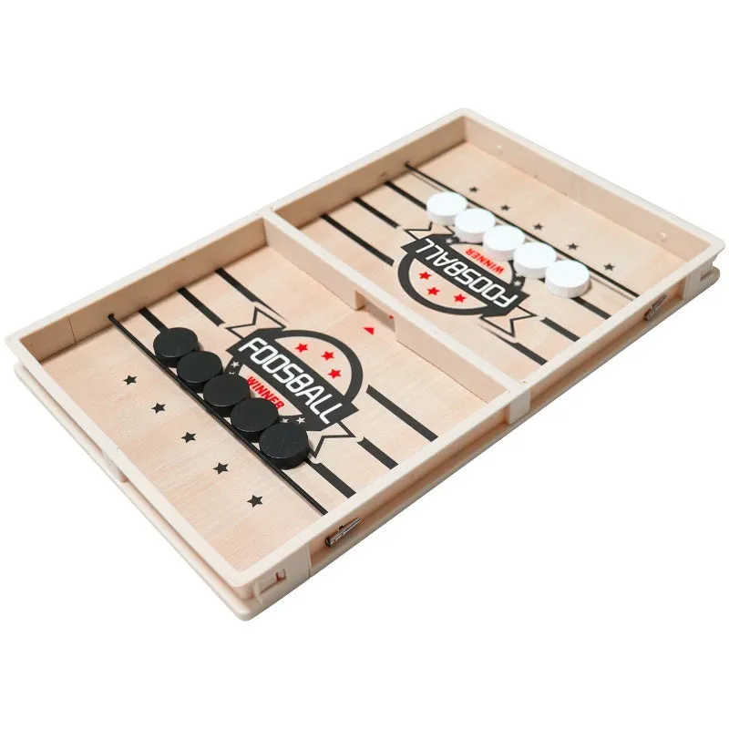 Wooden double battle catapult desktop board game with two players and catapult pieces