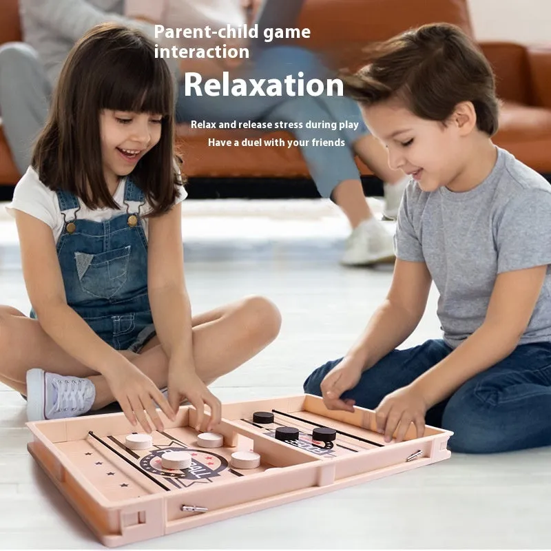 Wooden double battle catapult desktop board game with two players and catapult pieces