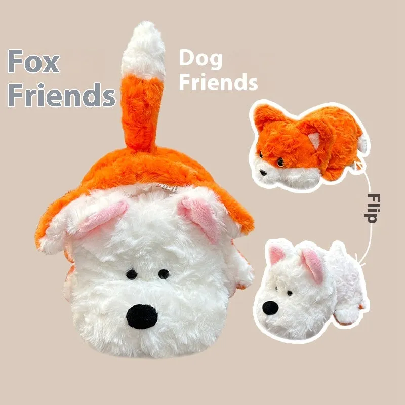 Creative transformation doll plush toy in cow horse colour, 18cm pendant height, multi-function design for teenagers