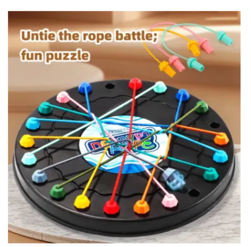 Two plastic lifting rope challenge educational toys in hexagonal English packaging measuring 20x18x2.5cm
