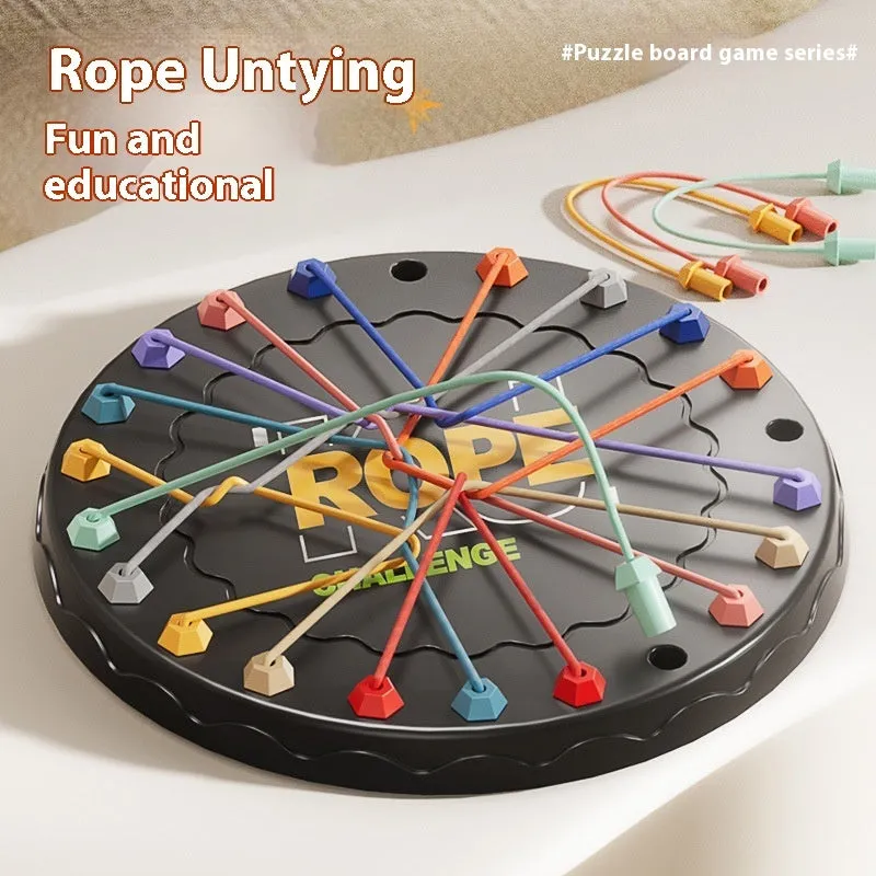 Two plastic lifting rope challenge educational toys in hexagonal English packaging measuring 20x18x2.5cm