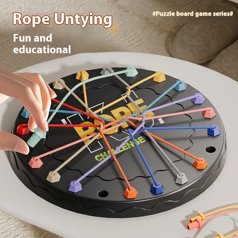 Two plastic lifting rope challenge educational toys in hexagonal English packaging measuring 20x18x2.5cm