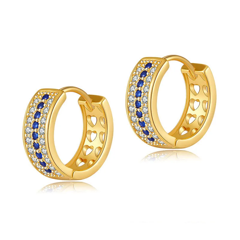 Geometric round women's drop earrings with gold electroplated finish on copper.