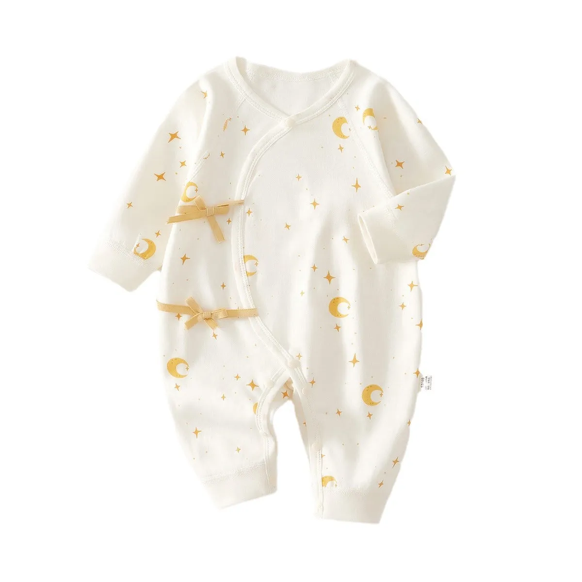 Pure cotton newborn baby jumpsuit boneless long sleeve casual romper with star and moon print