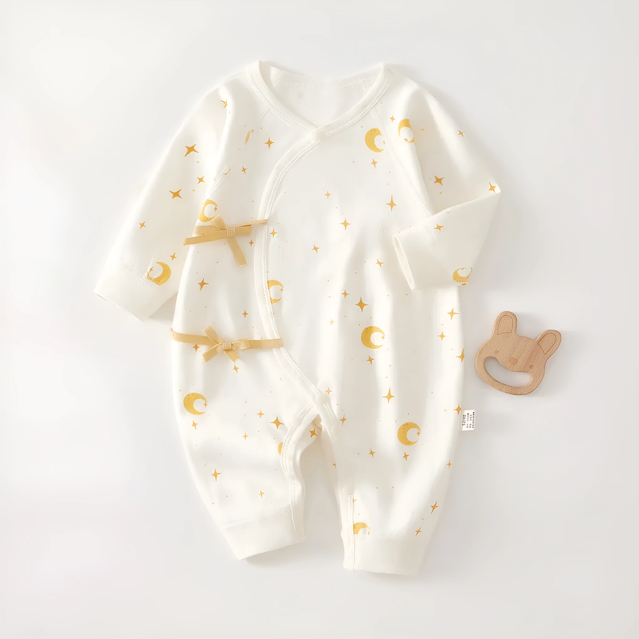 Pure cotton newborn baby jumpsuit boneless long sleeve casual romper with star and moon print