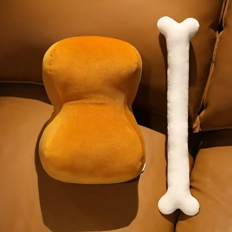 Creative meat bones funny throw pillow plush toy in big stick meat bones colour, 40x20x18cm, super soft short plush