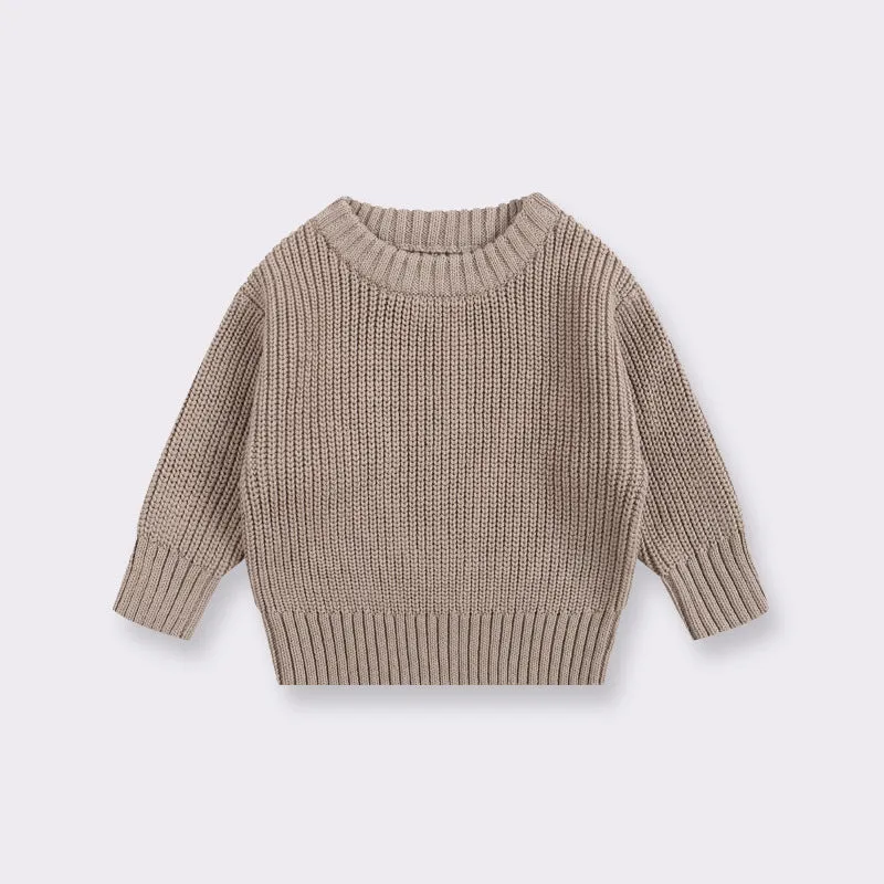 Girls' cotton round neck pullover knitwear in apricot, 66cm size, standard wool yarn thickness
