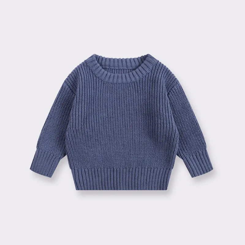 Girls' cotton round neck pullover knitwear in apricot, 66cm size, standard wool yarn thickness