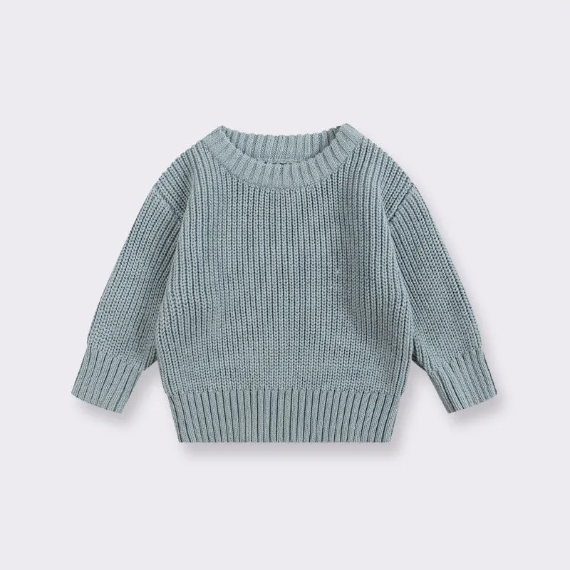 Girls' cotton round neck pullover knitwear in apricot, 66cm size, standard wool yarn thickness