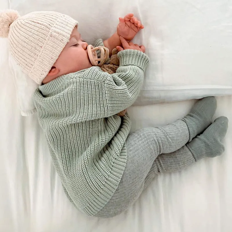 Girls' cotton round neck pullover knitwear in apricot, 66cm size, standard wool yarn thickness